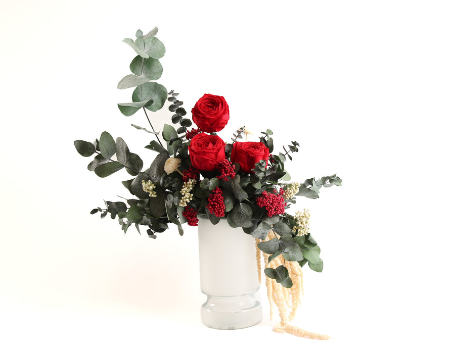 Red Roses White Vase | Roses White Vase | Washi Bloom