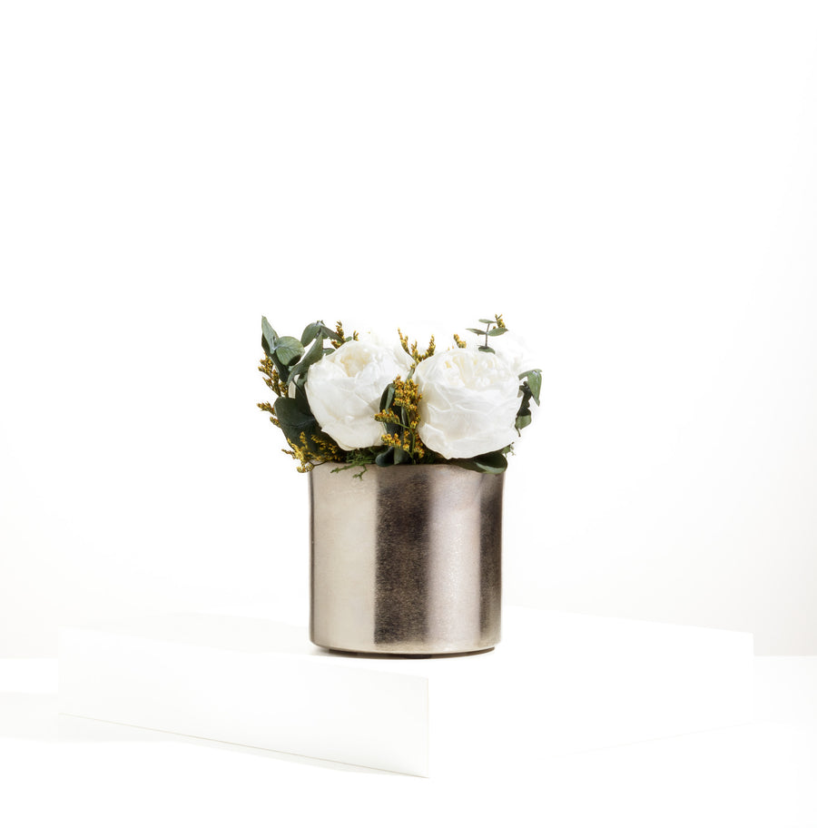 White peonies vase